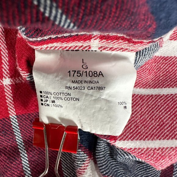 Old Navy Vintage Flannel Shirt Mens Large Red White Blue Cotton Button Up Pocket - Picture 6 of 8